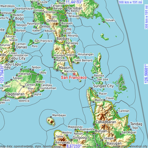 Topographic map of San Francisco