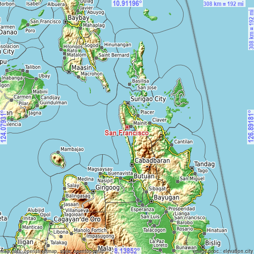 Topographic map of San Francisco