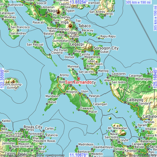 Topographic map of San Fernando