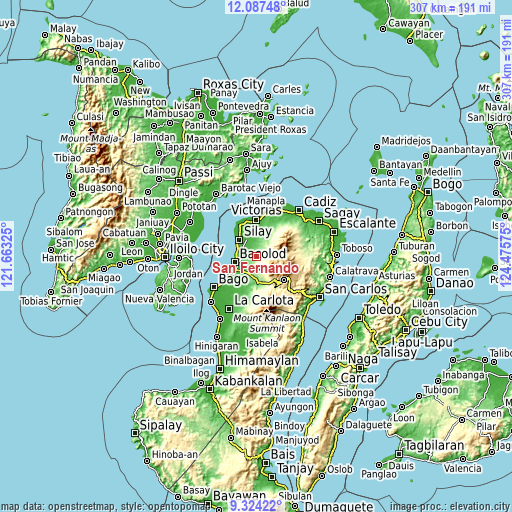 Topographic map of San Fernando