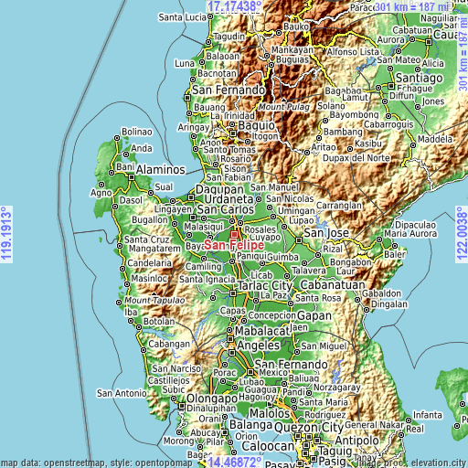 Topographic map of San Felipe