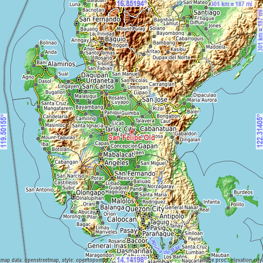 Topographic map of San Felipe Old