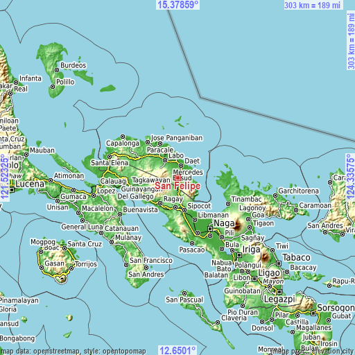 Topographic map of San Felipe