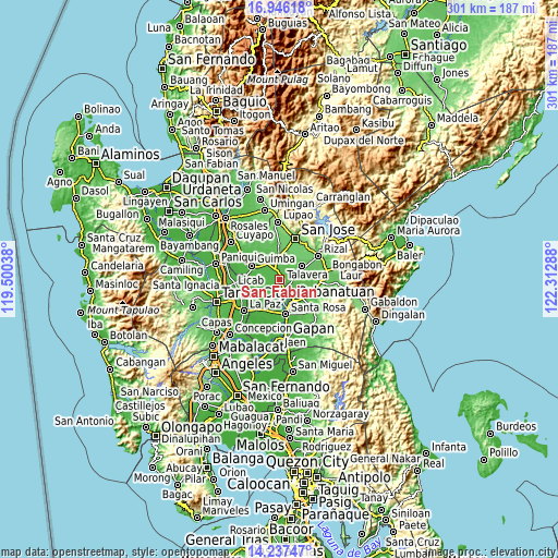 Topographic map of San Fabian