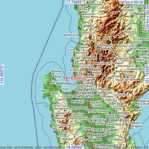 Topographic map of San Eugenio