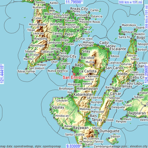 Topographic map of San Enrique