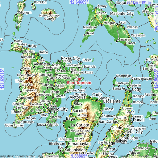 Topographic map of San Dionisio