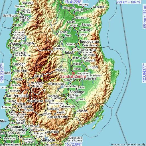 Topographic map of Sandiat Centro