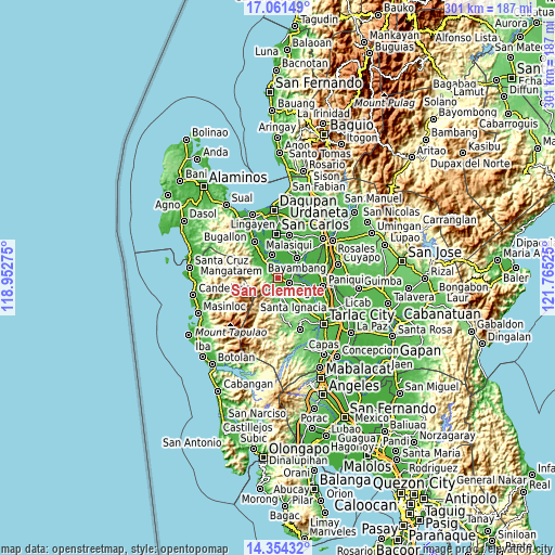 Topographic map of San Clemente