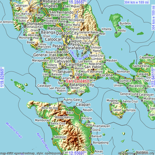 Topographic map of San Celestio