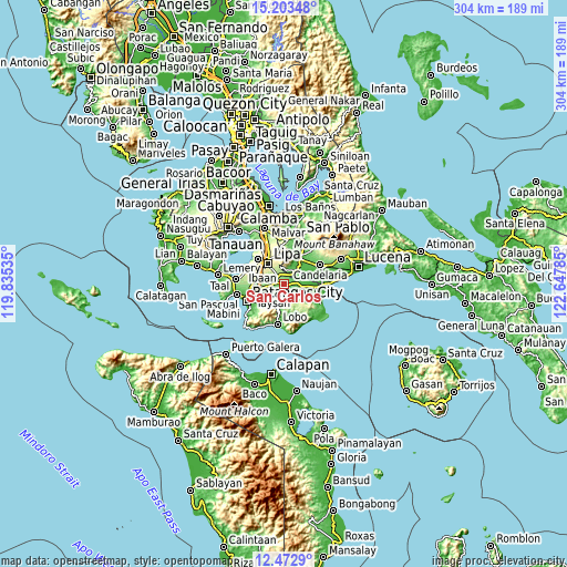 Topographic map of San Carlos