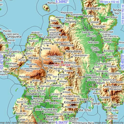 Topographic map of San Carlos