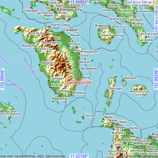 Topographic map of San Aquilino