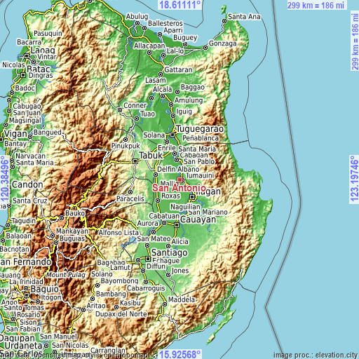 Topographic map of San Antonio