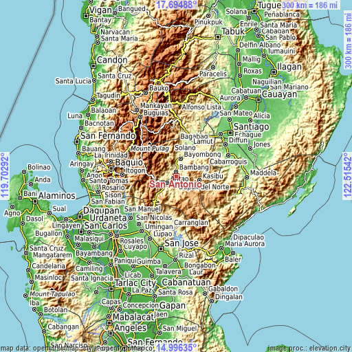 Topographic map of San Antonio