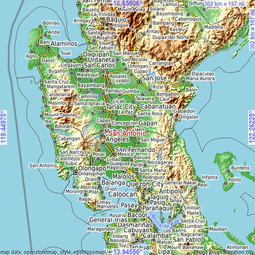 Topographic map of San Antonio