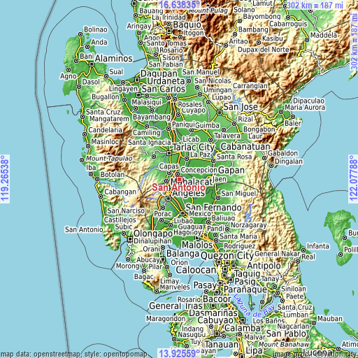 Topographic map of San Antonio