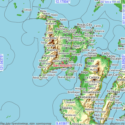 Topographic map of San Antonio