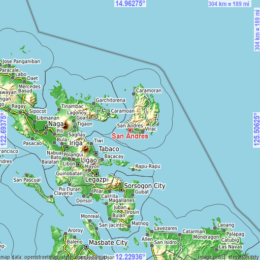Topographic map of San Andres