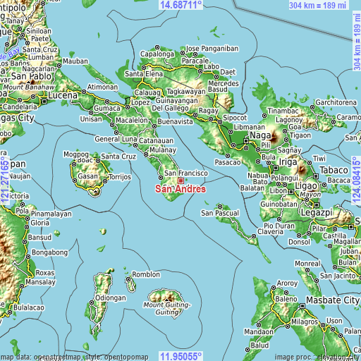 Topographic map of San Andres