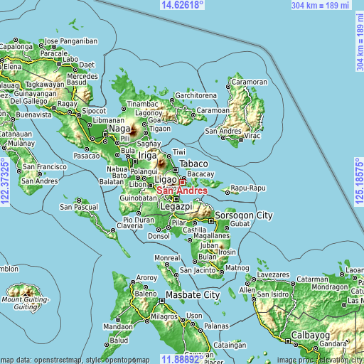 Topographic map of San Andres