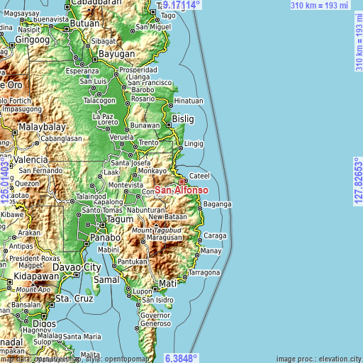 Topographic map of San Alfonso