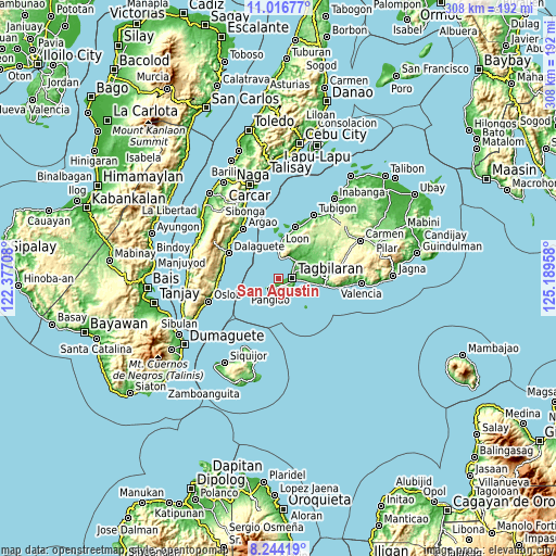 Topographic map of San Agustin