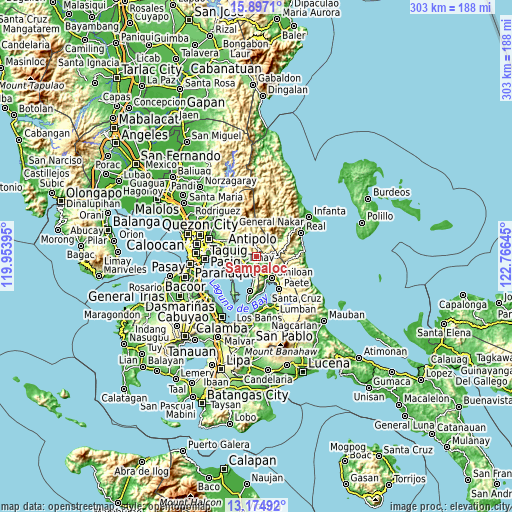 Topographic map of Sampaloc