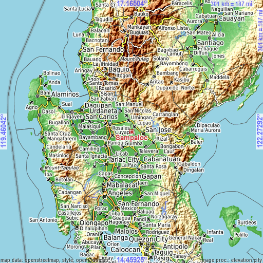 Topographic map of Sampaloc