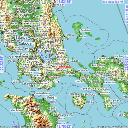 Topographic map of Sampaloc