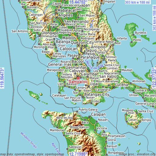 Topographic map of Sampaloc