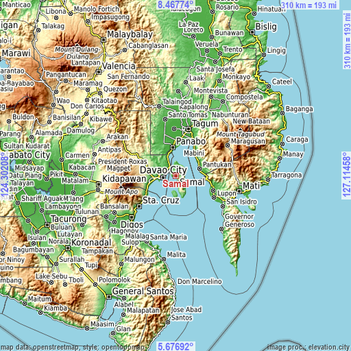 Topographic map of Samal