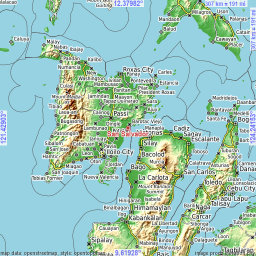 Topographic map of San Salvador