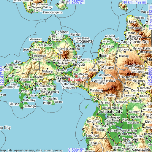 Topographic map of Salvador