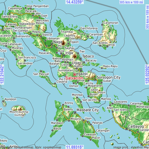 Topographic map of Salvacion