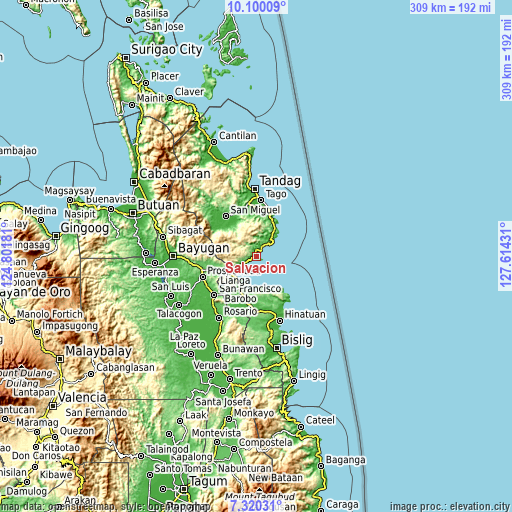 Topographic map of Salvacion