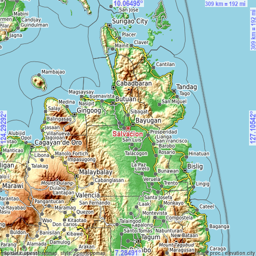 Topographic map of Salvacion