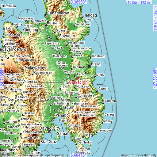 Topographic map of Salvacion