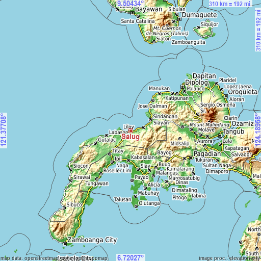 Topographic map of Salug