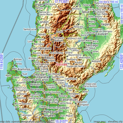 Topographic map of Salinas