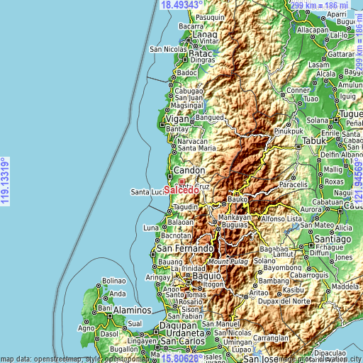 Topographic map of Salcedo