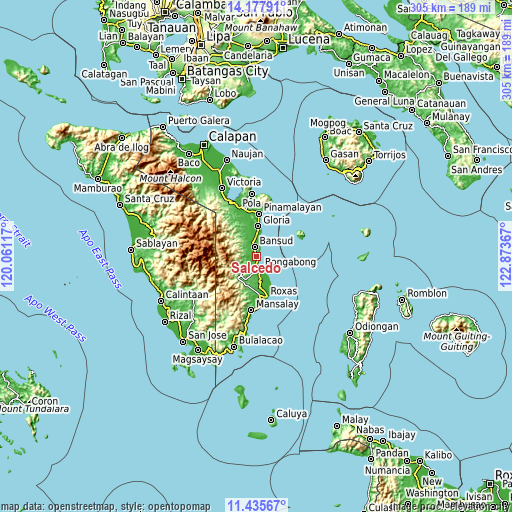 Topographic map of Salcedo