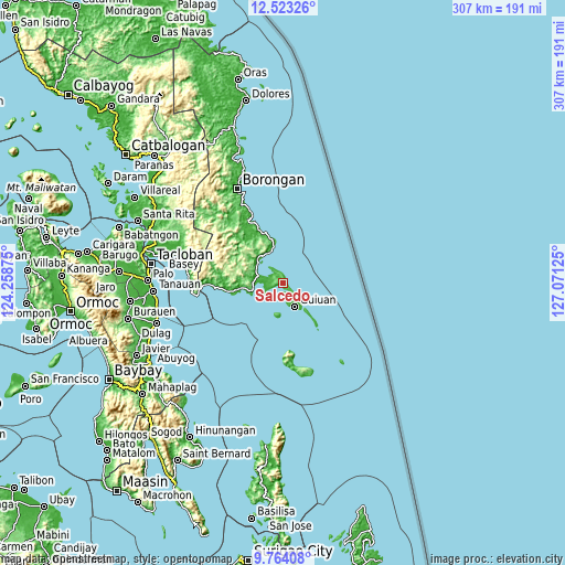 Topographic map of Salcedo