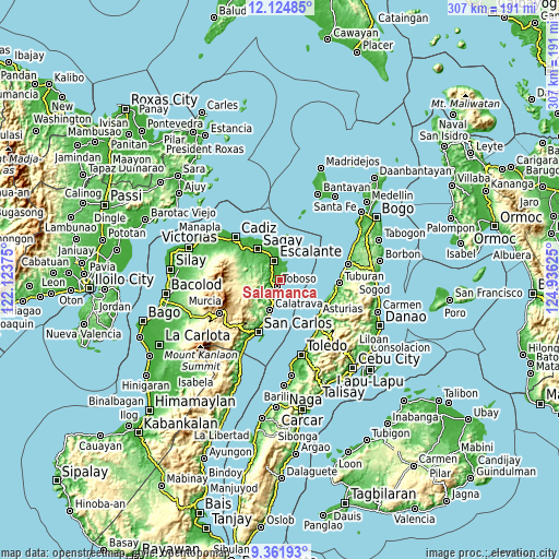 Topographic map of Salamanca