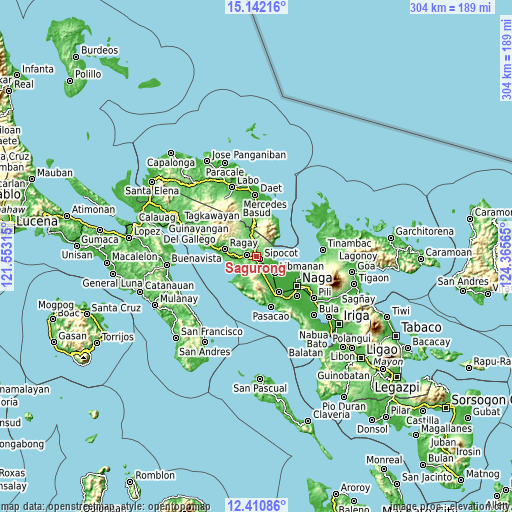 Topographic map of Sagurong