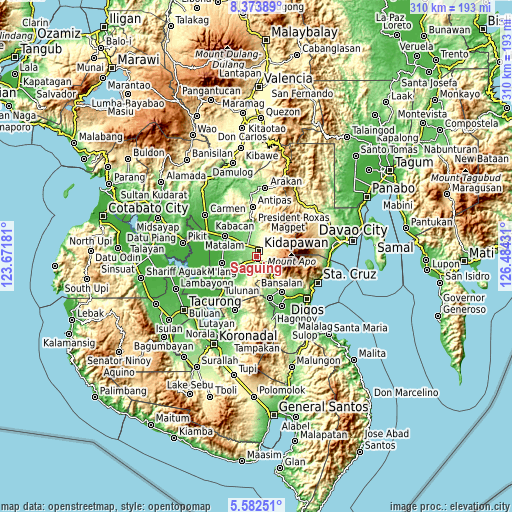 Topographic map of Saguing