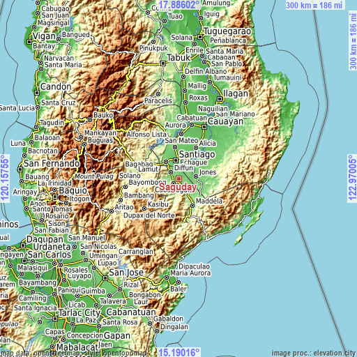 Topographic map of Saguday