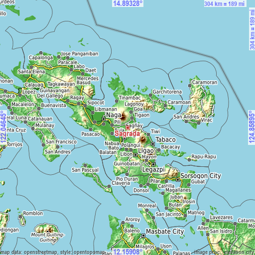 Topographic map of Sagrada