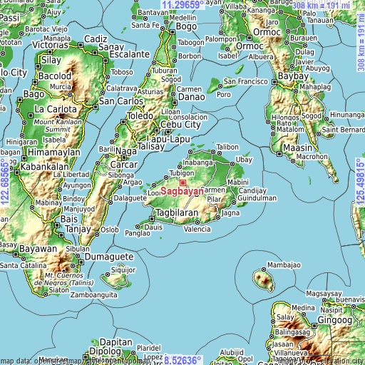 Topographic map of Sagbayan