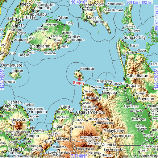 Topographic map of Sagay